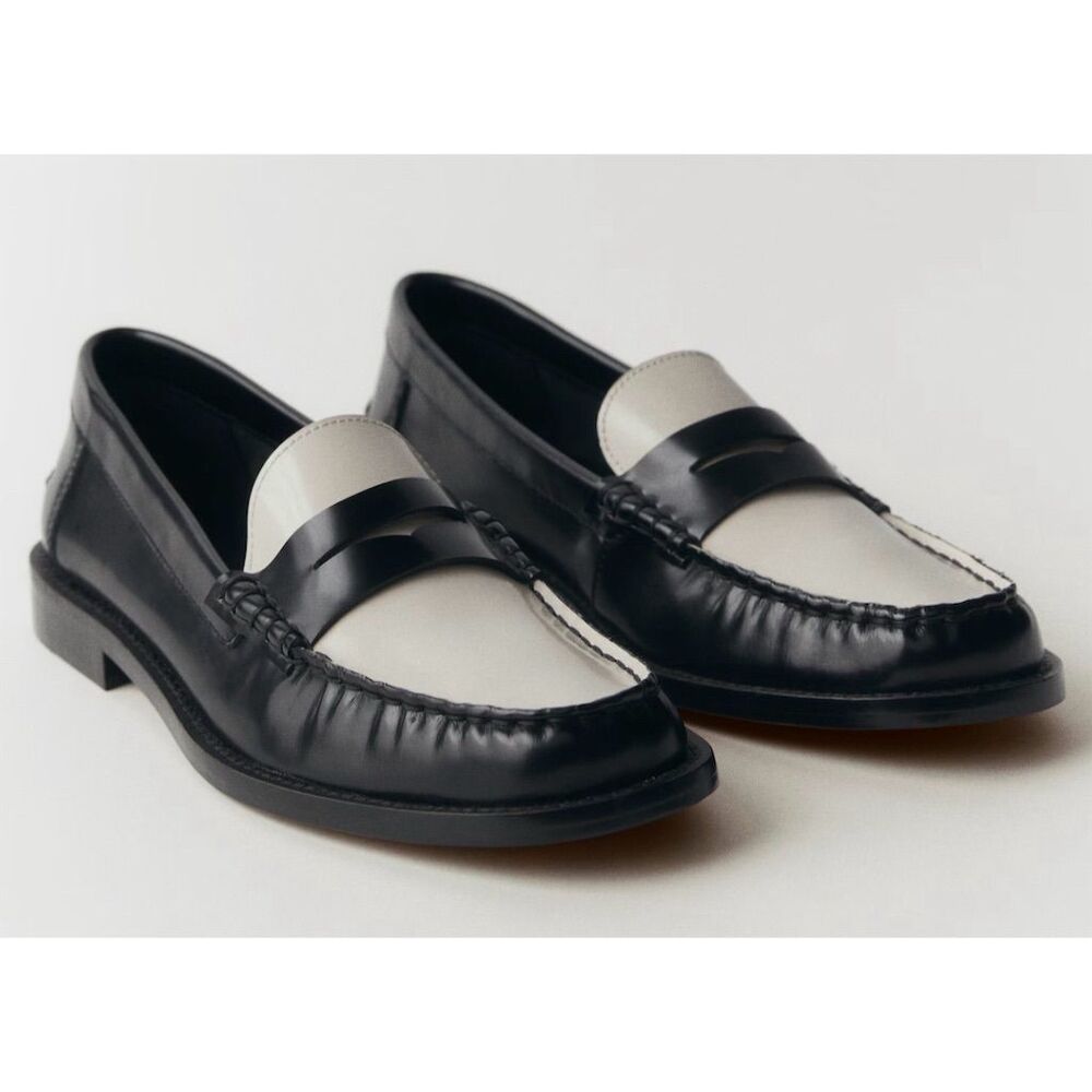 MANGO Women's Two-Tone Suede Penny Loafers NWT Size‎ Euro 36